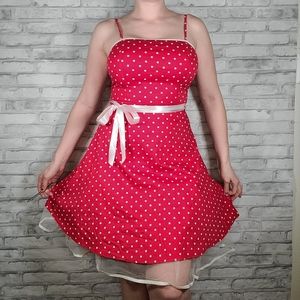 Red White Polka Dot Pinup Retro Tune Top Dress